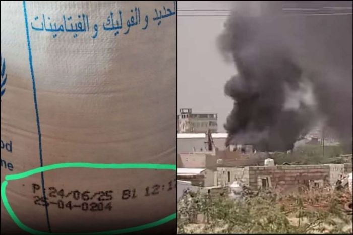 حريق هائل يلتهم مخازن الغذاء العالمي في مأرب وسط غموض وتكتم رسمي