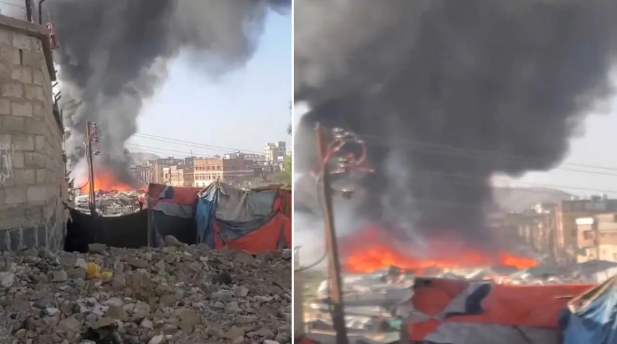 حريق مدمر في مخيم للمهمشين بصنعاء يخلّف دمارًا واسعًا
