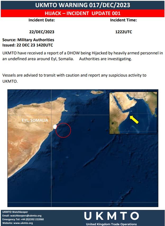 البحرية البريطانية: تقارير عن اختطاف سفينة قبالة سواحل الصومال