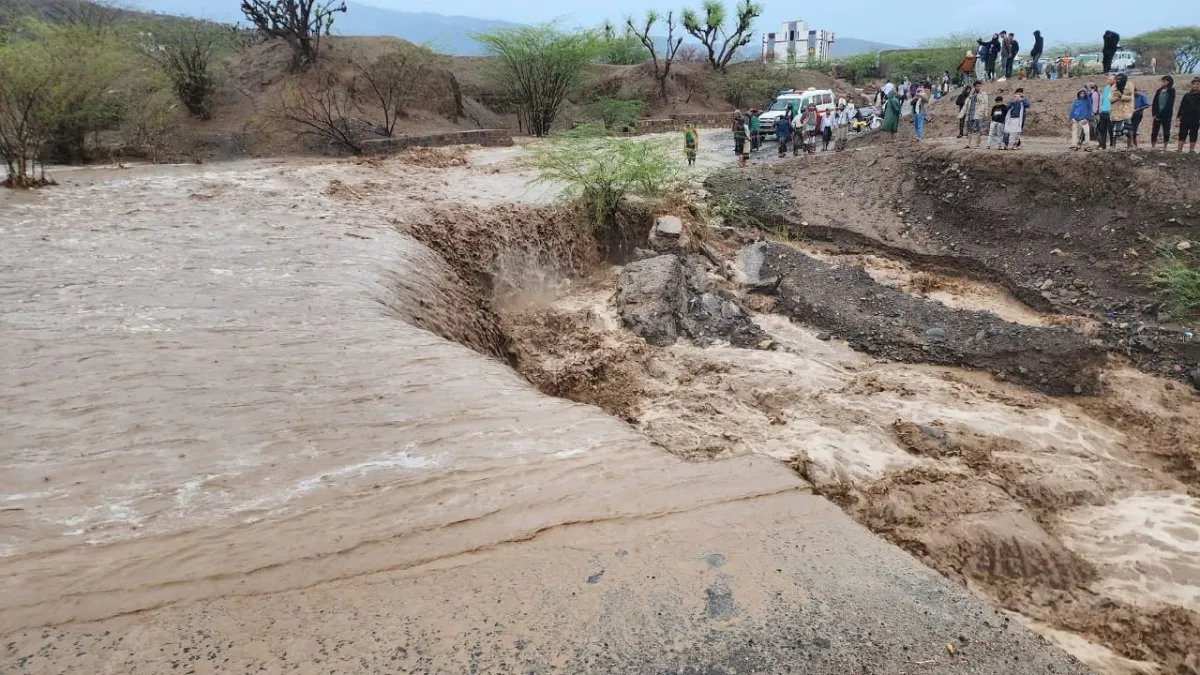 السيول تعطل حركة السير بين المخا وتعز صباح اليوم